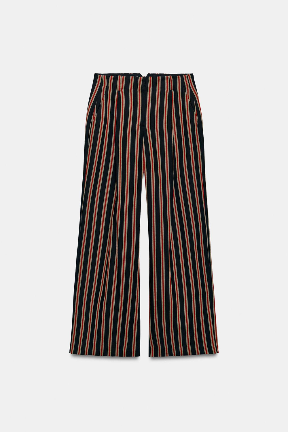 ZARA БРЮКИ С ЗАЩИПАМИ — ZW COLLECTION, КРАСНАЯ ПОЛОСКА