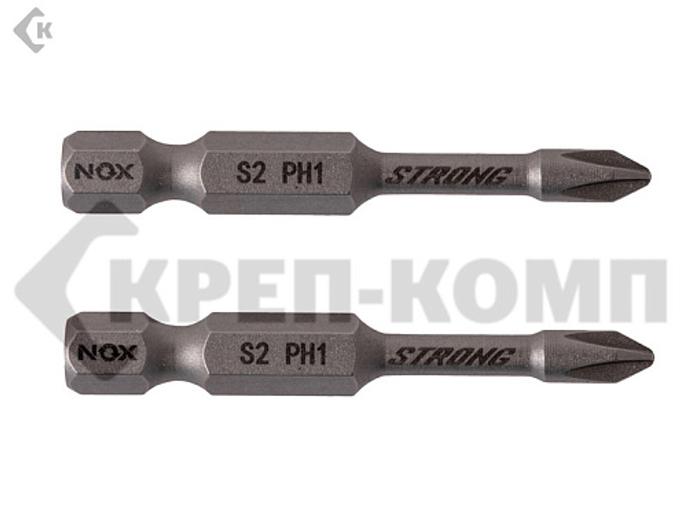 Бита Ph1- 50мм "Nox STRONG" E 6,3 torsion карта (2 шт) Nox