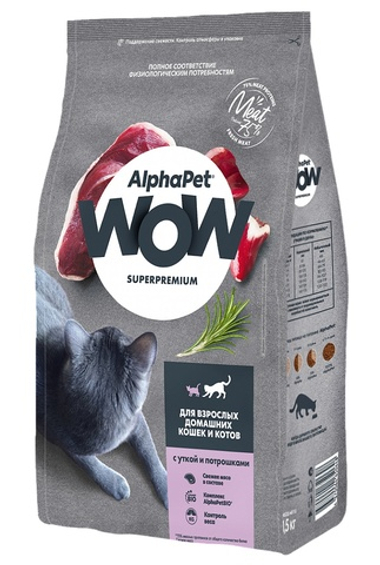 AlphaPet WOW Утка/Потрошки для кошек 7 кг
