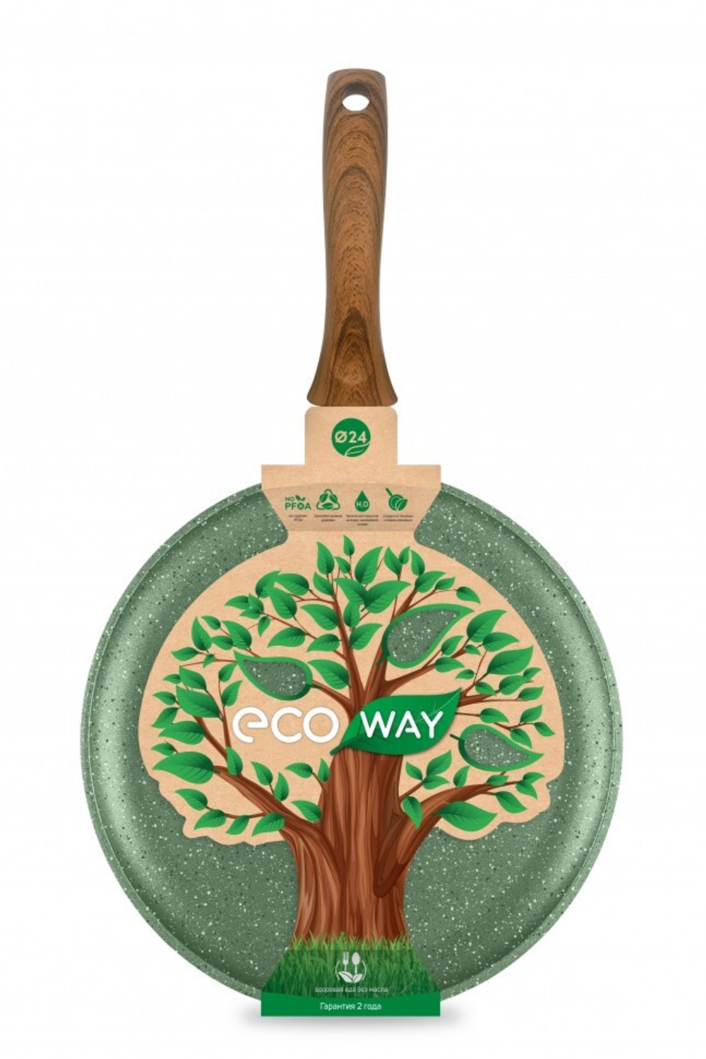 Сковорода блинная НЕВА МЕТАЛЛ ПОСУДА EW 6224 24см "ECO WAY"