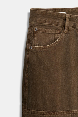 ZARA ДЖИНСЫ TRF STRAIGHT С НИЗКОЙ ПОСАДКОЙ, КОРИЧНЕВЫЙ