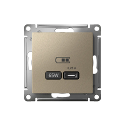 ATLASDESIGN USB РОЗЕТКА тип-С 65Вт высокоскор.заряд. QC, PD, механизм, ШАМПАНЬ