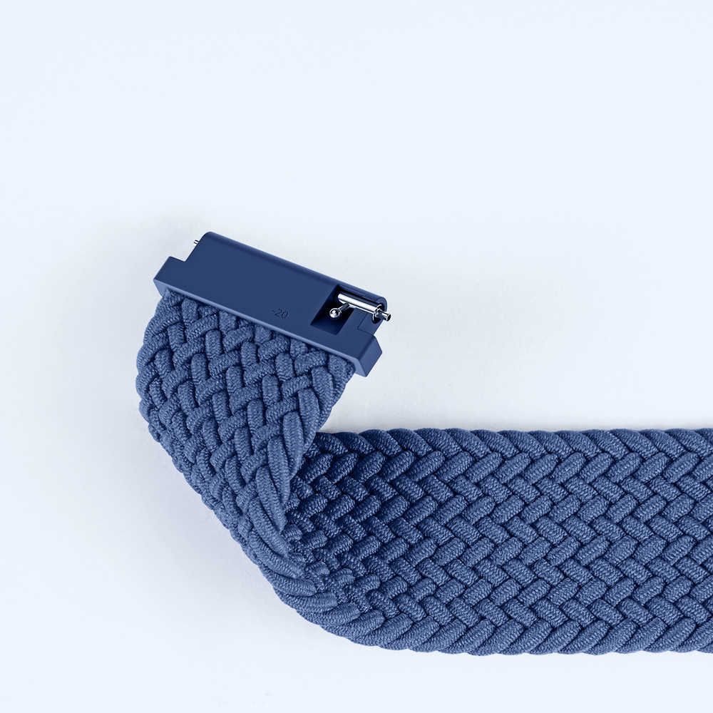 Эластичный ремешок синего цвета (Storm Blue) от Dux Ducis для смарт часов Samsung Galaxy Watch 3, 4, 5, 6 и 7 (размер крепления 20мм), серия Strap (Mixture Pro Series)