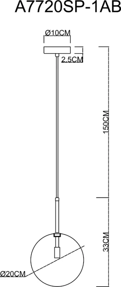 Подвесной светильник Arte Lamp CAMERON A7720SP-1AB, 1хG9
