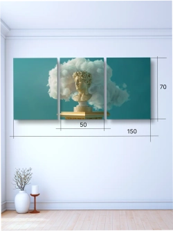 Картина Голова в тумане модульная 50x70см 3шт.