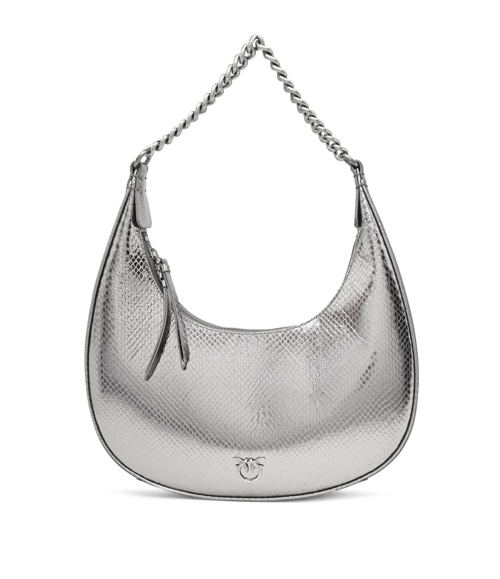 Кожаная сумка хобо brioche classic Pinko - серебряный(101526 A180)