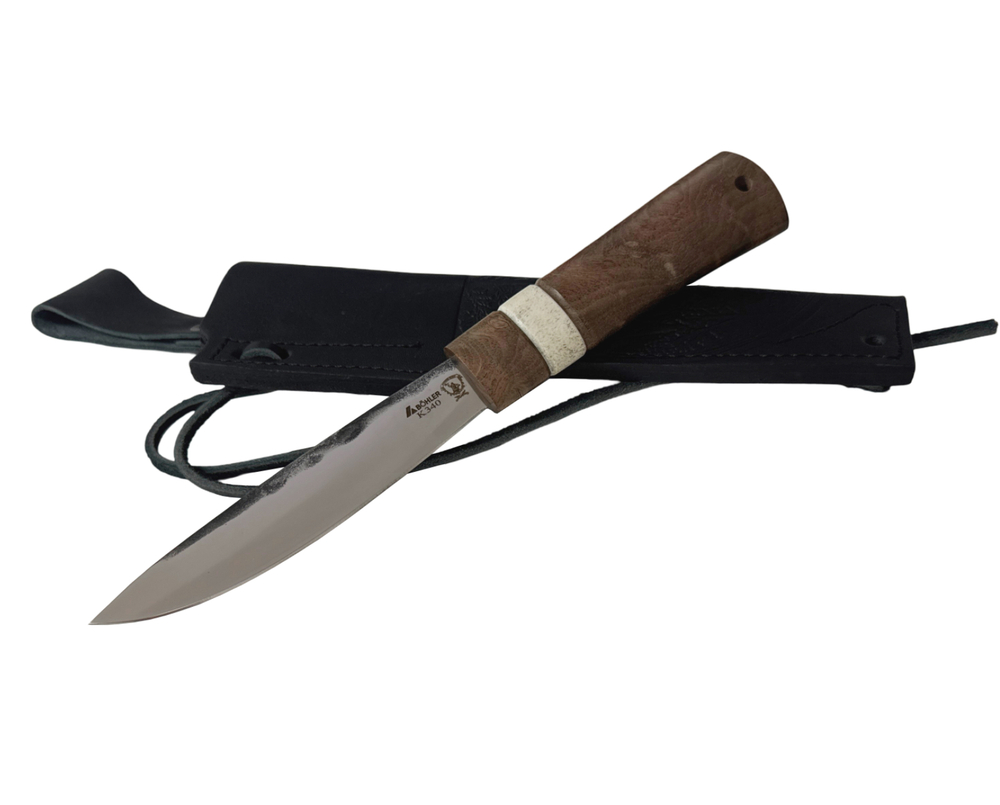 Нож Таёжный Якут, Bohler K340, рукоять карельская берёза, кость, Русский Молот
