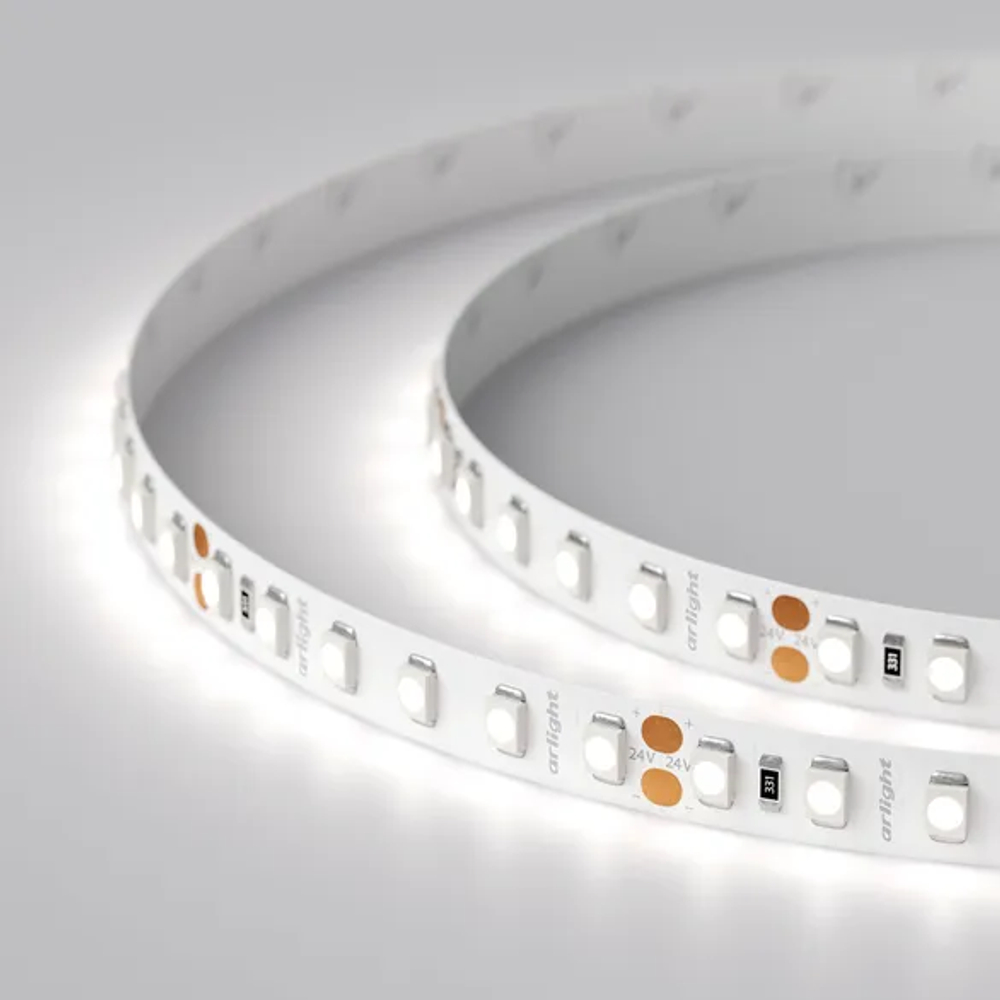 Светодиодная лента RT 2-5000 24V White6000 2x (3528, 600 LED, LUX) (Arlight, 9.6 Вт/м, IP20) 010347(B)