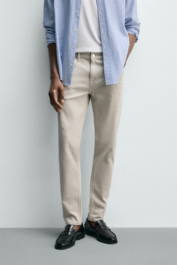 ZARA БАЗОВЫЕ ДЖИНСЫ SLIM FIT, ЭКРЮ