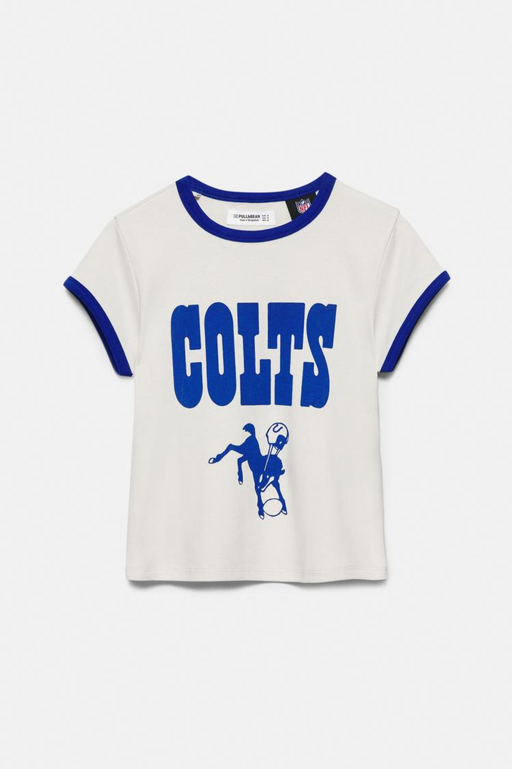 PULL&BEAR Футболка в рубчик NFL Colts, цвет льда