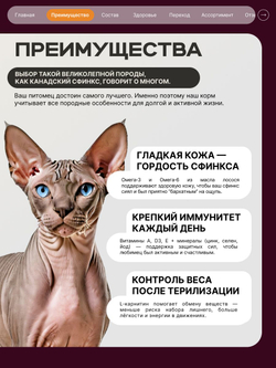 Корм сухой для взрослых стерилизованных кошек породы Канадский сфинкс, полнорационный комплекс, с индейкой, 400 гр, QUATTRO