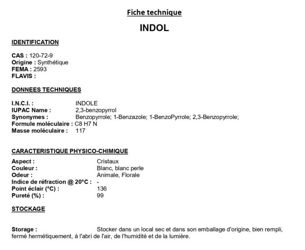 INDOL cristals / ИНДОЛ CAS 120-72-9
