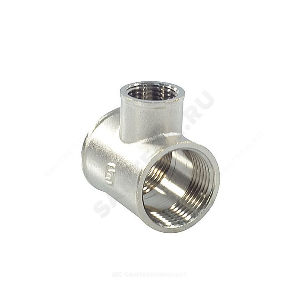 Тройник латунь никель переходной Ду 25х15х25 (1"х1/2"х1") ВР/ВР SantechSystems
