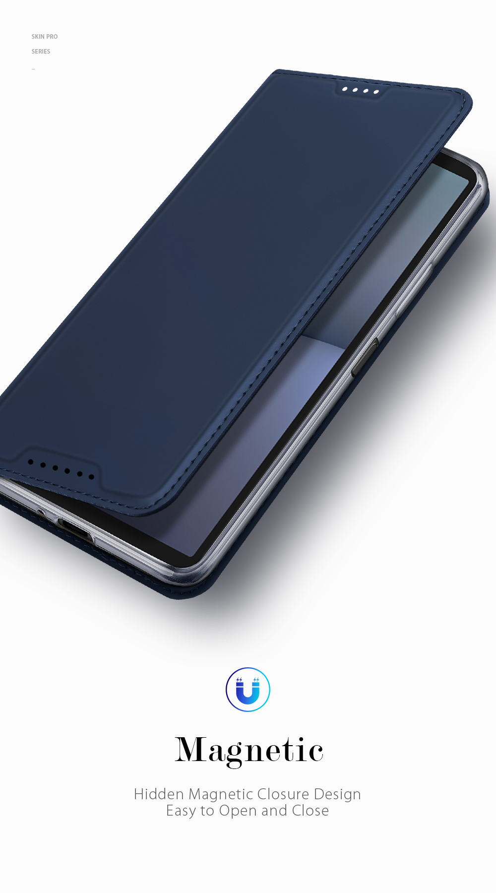 Чехол книжка из PU кожи синего цвета от Dux Ducis для смартфона Sony Xperia 10 VI (10-6), серия Skin Pro Series Case