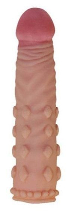Телесная насадка-фаллос Super-Realistic Penis - 18 см. (Цвет: телесный)