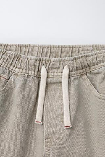 ZARA БРЮКИ BAGGY ИЗ САРЖИ, КАМЕННО-СЕРЫЙ