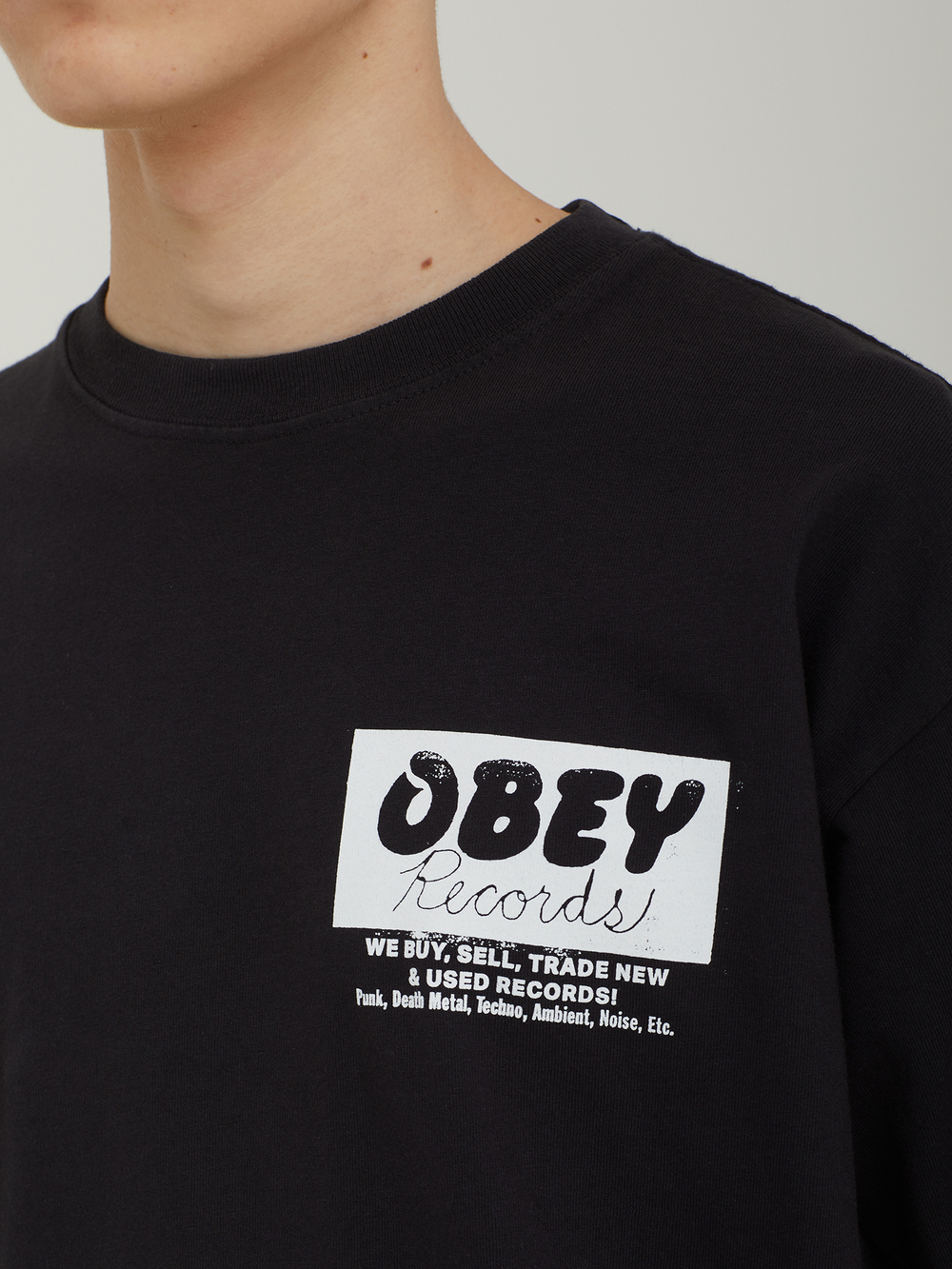 Мужская Футболка Obey Records Buy, Sell, Trade