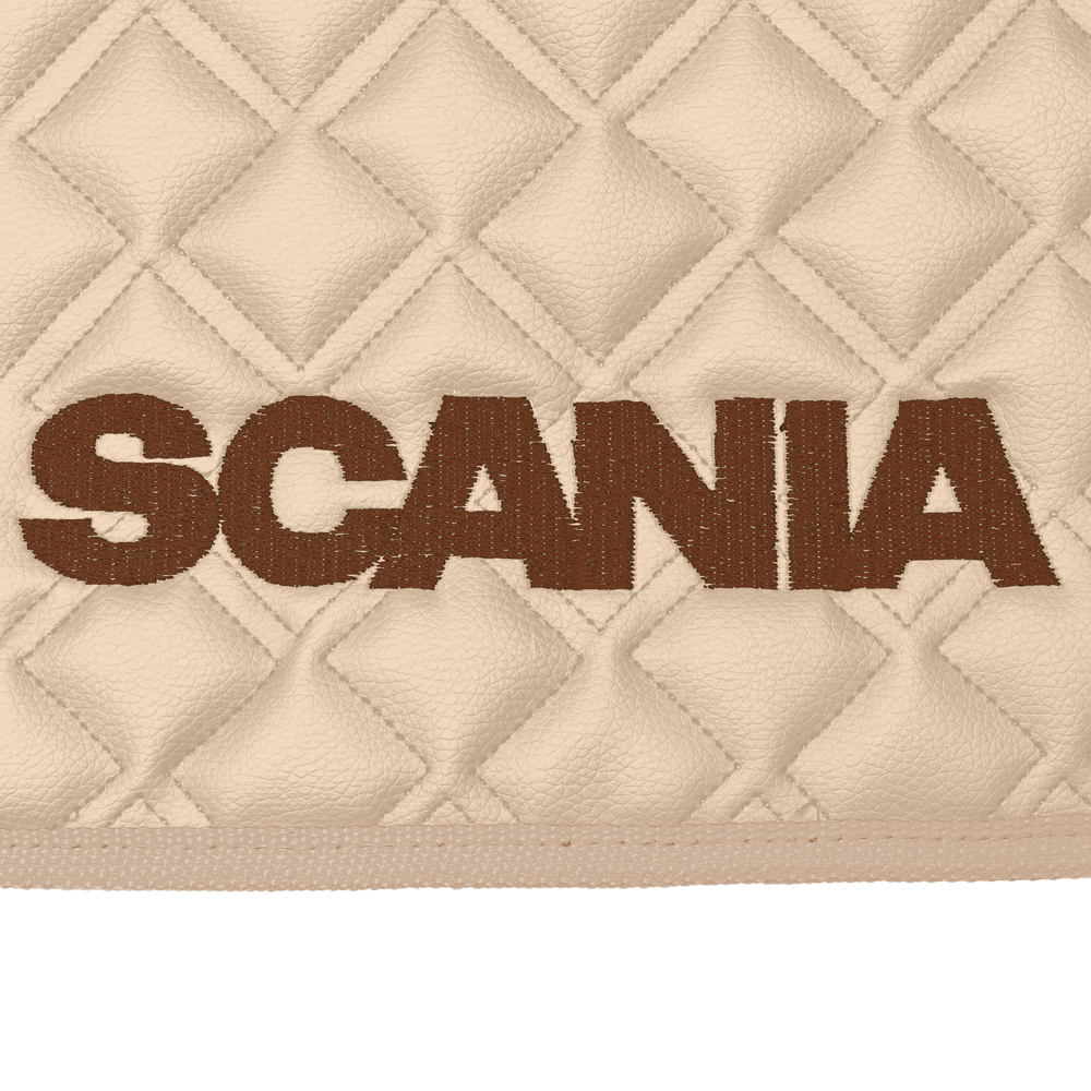Ковры SCANIA 6 серии G (автомат), (экокожа, бежевый, бежевый кант, коричневая вышивка)