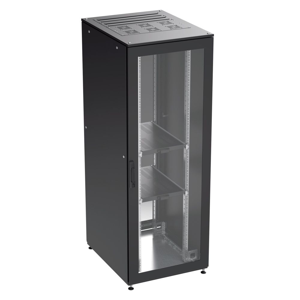 Собранный напольный 19" IT-CQE, 42U 800х800 двери перф/перф, RAL 9005