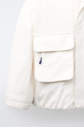 ZARA ПАРКА WATER REPELLENT С КОНТРАСТНЫМИ ДЕТАЛЯМИ, БЕЛЫЙ
