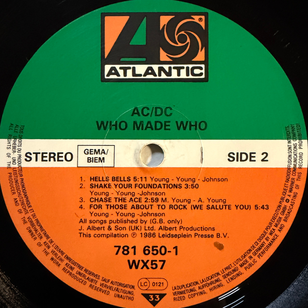 AC/DC ‎– Who Made Who (Германия 1986г.)