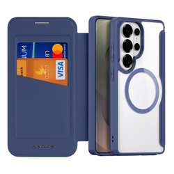 Чехол книжка синего цвета с MagSafe для Samsung Galaxy S26 Ultra, серия Skin X Pro Series от Dux Ducis
