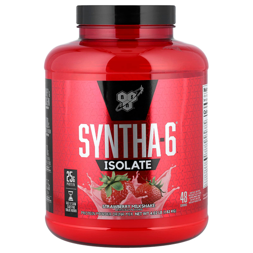 BSN, Syntha-6®, изолят, протеиновая смесь для приготовления напитка, клубничный молочный коктейль, 1,82 кг (4,02 фунта)