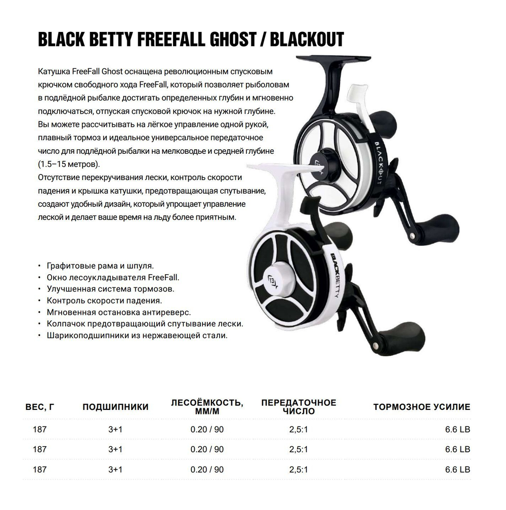 Катушка инерционная Black Betty FreeFall