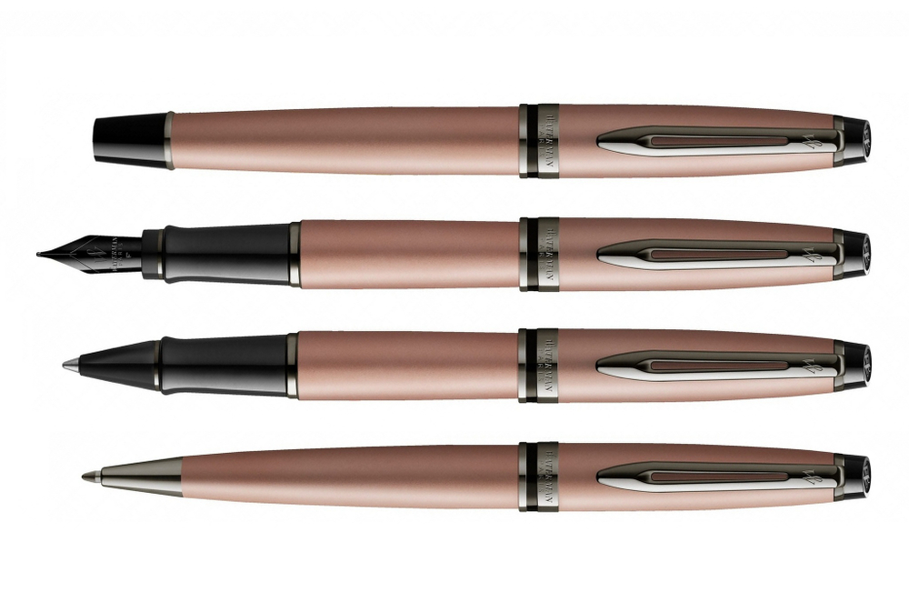 Перьевая ручка WatermanExpert Rose Gold F BLK в подарочной упаковке