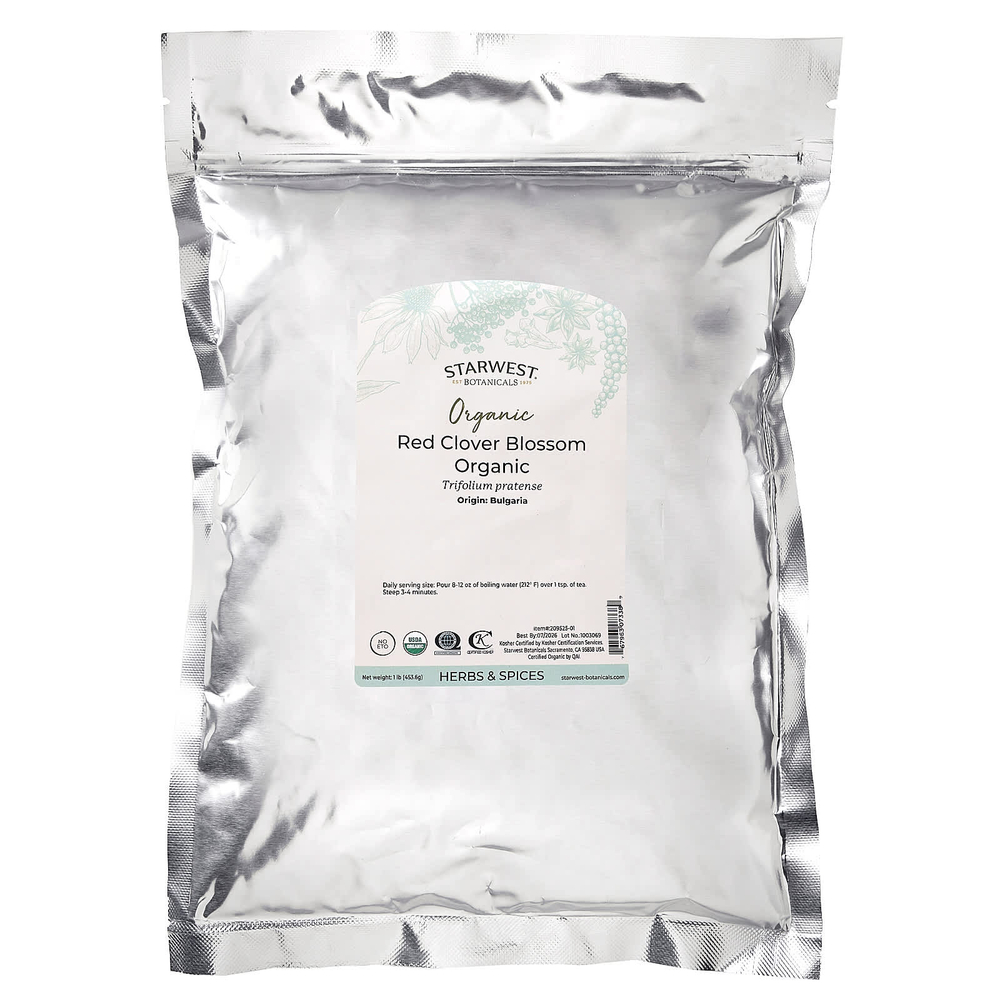 Starwest Botanicals, Органический цветок красного клевера, 453,6 г (1 фунт)