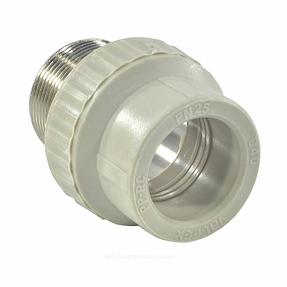 Муфта PP-R комбинированная серая Дн 40х1 1/2" НР под ключ VALFEX 10135240Г