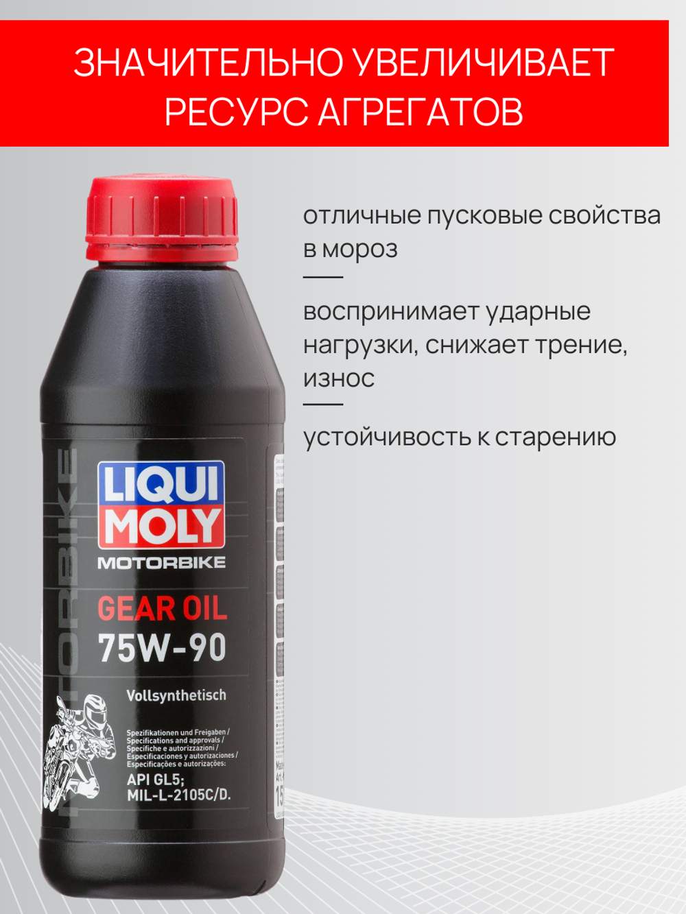 Масло трансмиссионное Liqui Moly Motorrad Gear Oil 75W90 0.5л