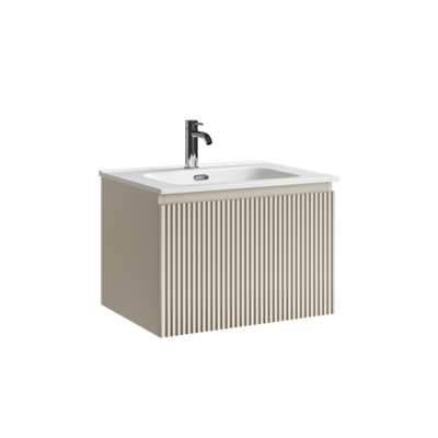 Тумба подвесная SANCOS Сноб Р 1.0 (Snob R 1.0) 590х445х406, c одним ящиком оснащенным доводчиками, Бежевый матовый (Beige Soft), арт. SNR1.060CE