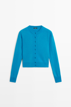 Massimo Dutti Кардиган с пуговицами, бирюзовый