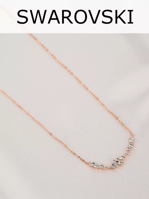 Тонкое колье Млечный путь с белыми кристаллами Swarovski