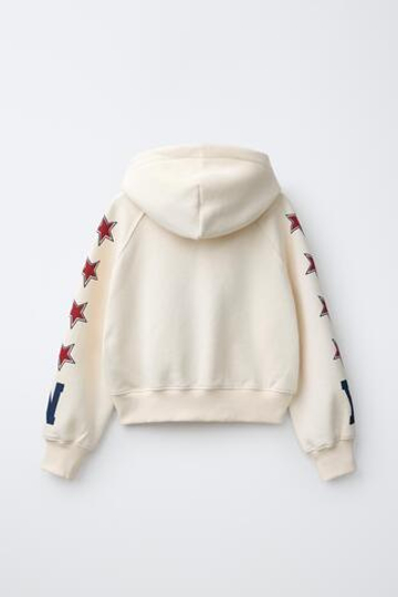 ZARA ХУДИ С ПРИНТОМ-НАДПИСЬЮ, ЭКРЮ
