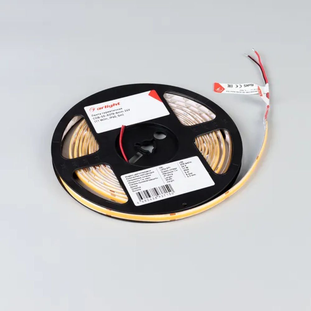 Светодиодная лента герметичная COB-SE-X378-8mm 24V Day4000 (11 W/m, IP65, 5m) (Arlight, -) 058300