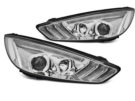 Передние фары для Ford Focus III (15-18) хромированные с динамическим поворотником