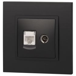 Розетка ЭРА Elegance 14-3110-05 RJ45+TV IP20 антрацит | Эра Elegance