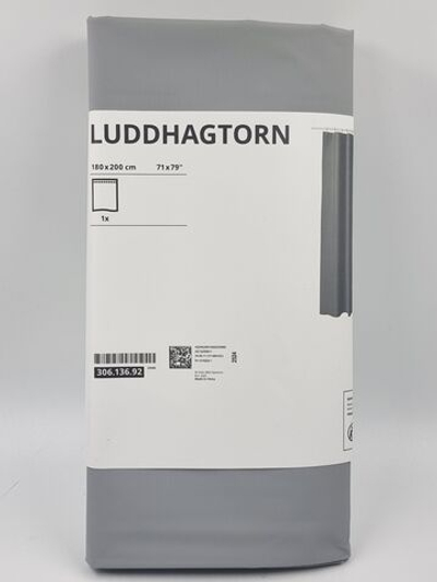 IKEA Штора для ванной LUDDHAGTORN, серая, 180х200 см