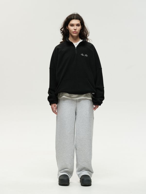 Толстовка Drawstring Half-Zipped черная - фото 6