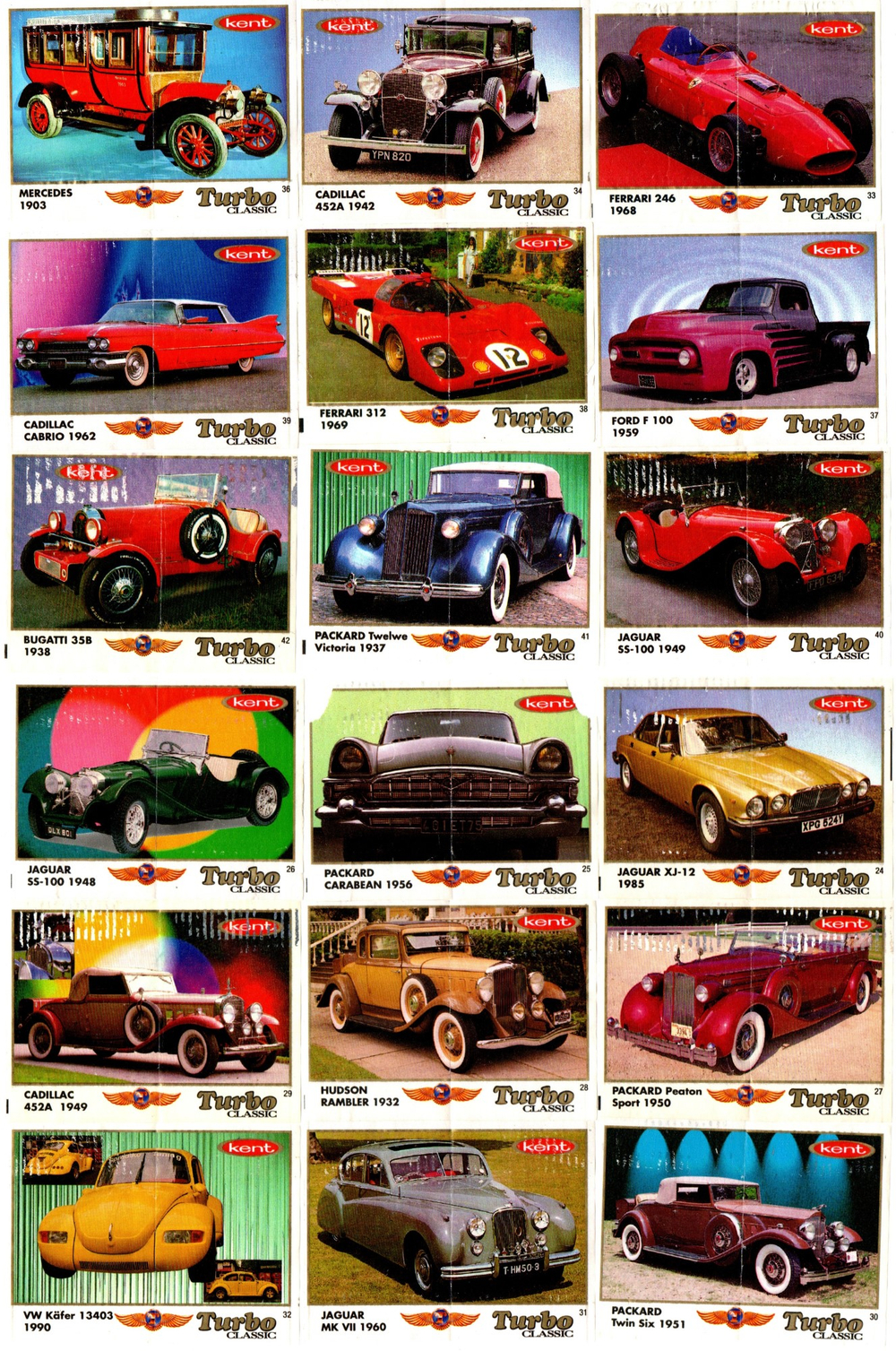 Вкладыши от жвачки Turbo Classic - Турбо Классик с надписью Classic. 56 штук без повторов. Серия 1 - 70