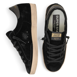 Women's Golden Goose Super-Star in Black Suede with Black Star