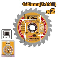 Диск по дереву 2шт. TCT 185х20х2,0мм 24Т SUPER INGCO TSB1853 INDUSTRIAL