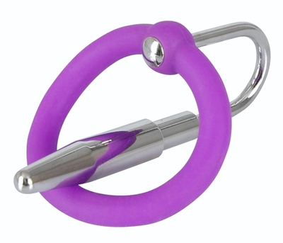 Уретральный плаг с силиконовым кольцом под головку Penis Plug (Цвет: фиолетовый)