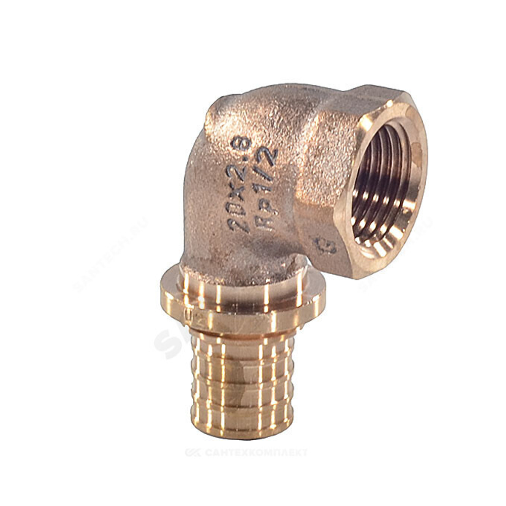 Угольник для PE-X труб аксиальный бронза Дн 16х1/2" ВР RAUTITAN RX+ Rehau 14563531001 (13660941001)