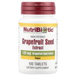 NutriBiotic, экстракт косточек грейпфрута, высокая эффективность, 125 мг, 100 таблеток