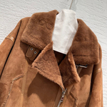 Женская дублёнка-косуха Saint Laurent из овчины — коричневая — фото 2