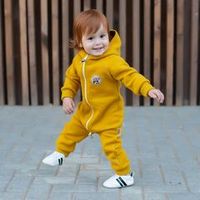 Комбинезон с клапаном и капюшоном "Горчица" утепленный