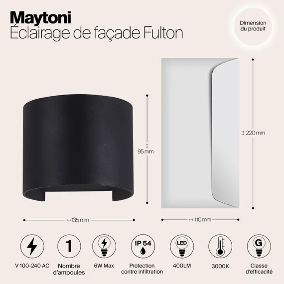 Настенный светильник уличный Fulton O573WL-L6B Maytoni